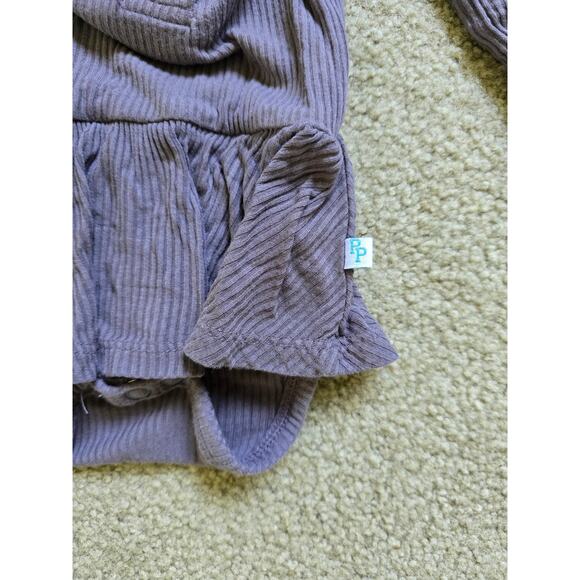 Posh Peanut‎ Bamboo Ribbed Skirted Bodysuit Dress Smoky Purple Size 0-3 Months - Picture 3 of 4